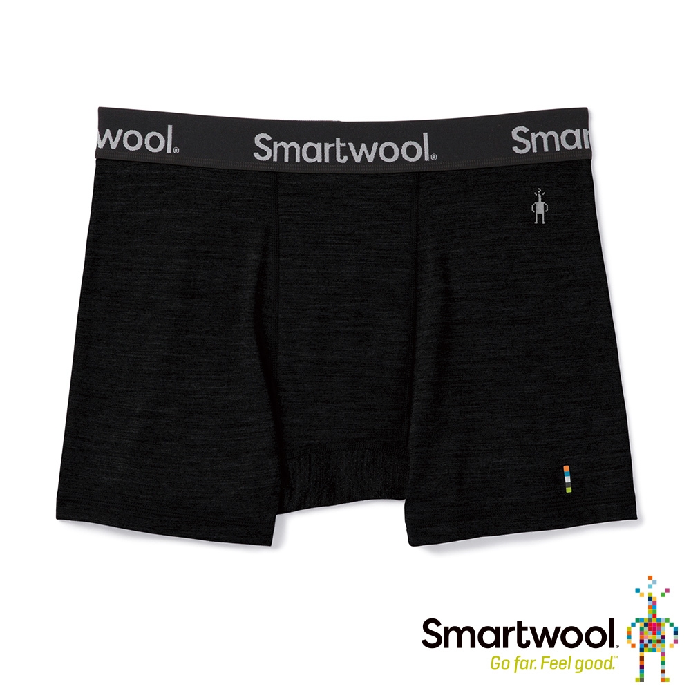 官方直營 Smartwool 男美麗諾羊毛運動型四角褲 黑色