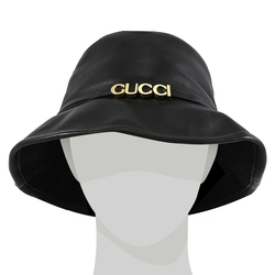 GUCCI 經典LOGO羊皮漁夫帽(黑)