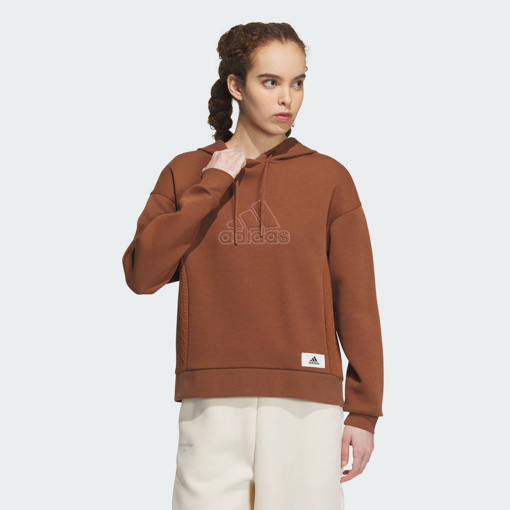 ADIDAS LOUNGE HOODY 女連帽上衣-咖啡色-IP0755