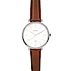 FOSSIL 美國精品手錶 JACQUELINE白錶盤x銀錶框咖啡皮革錶帶36mm product thumbnail 1