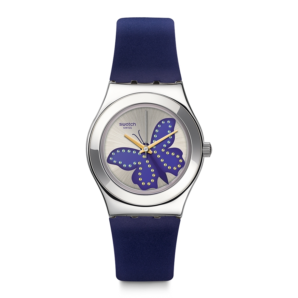 Swatch Irony 金屬系列手錶 PAPIBLU 藍蝶飛舞 -33mm