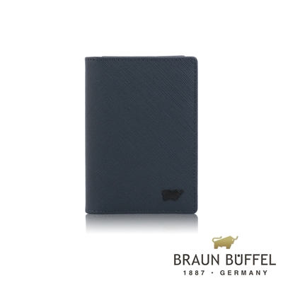 【BRAUN BUFFEL 德國小金牛】台灣總代理 洛菲諾P-II 厚型名片夾-藍色/BF347-402-NY