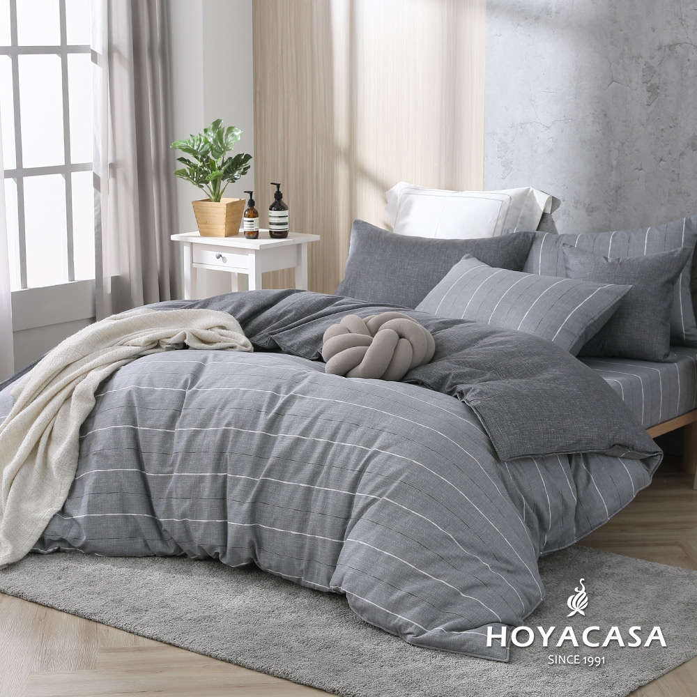 HOYACASA 100%精梳棉兩用被四件式床包組-多款尺寸任選 (快速出貨) (托斯卡尼)