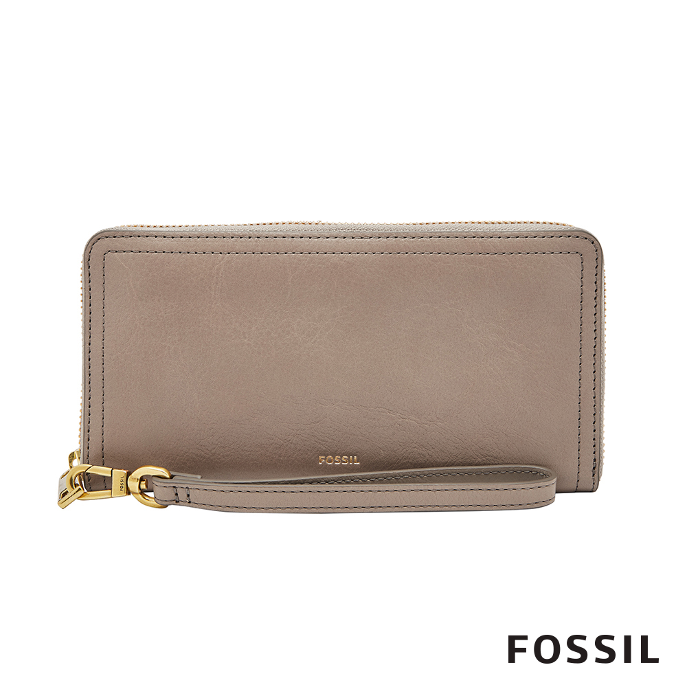 FOSSIL LOGAN 真皮系列多層拉鍊零錢袋長夾-奶油駝色 SL7831263