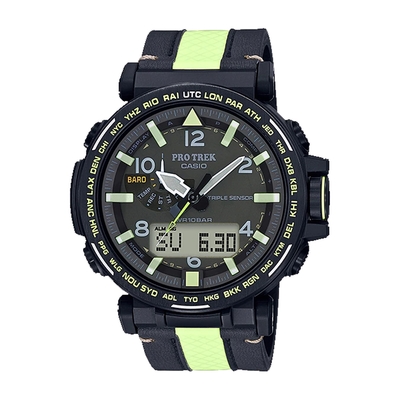 CASIO PRO TREK 系列 太陽能夜光洞穴探險錶(PRG-650YL-3)-黑x50mm