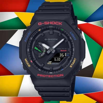 CASIO 卡西歐 G-SHOCK 太陽能x藍牙連線 繽紛動感雙顯腕錶 禮物推薦 畢業禮物 45.4mm / GA-B2100FC-1A