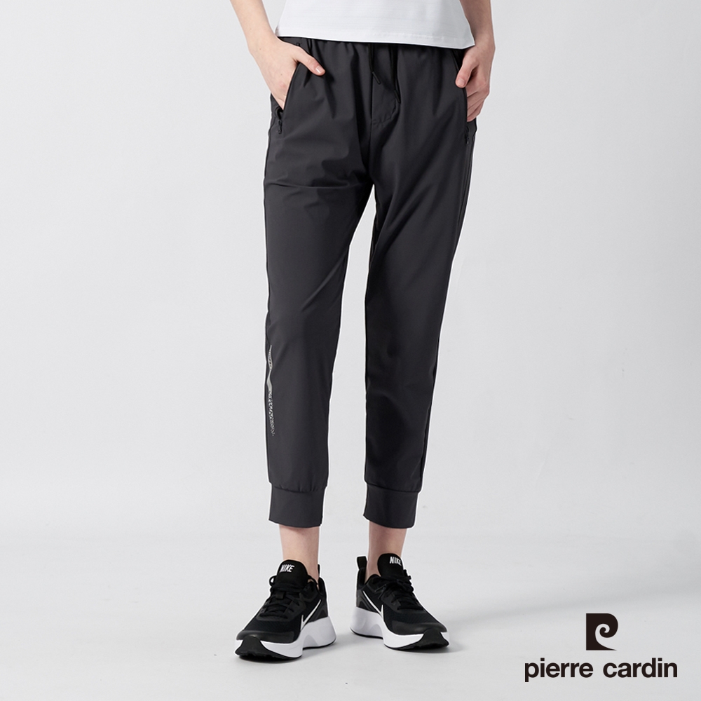 Pierre Cardin皮爾卡登 男女款 冰絲涼感透氣彈力機能褲(多款任選) (女款(束口)-深灰色)