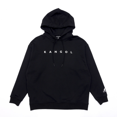 KANGOL 男女 袖切接帽T 黑-6255105020