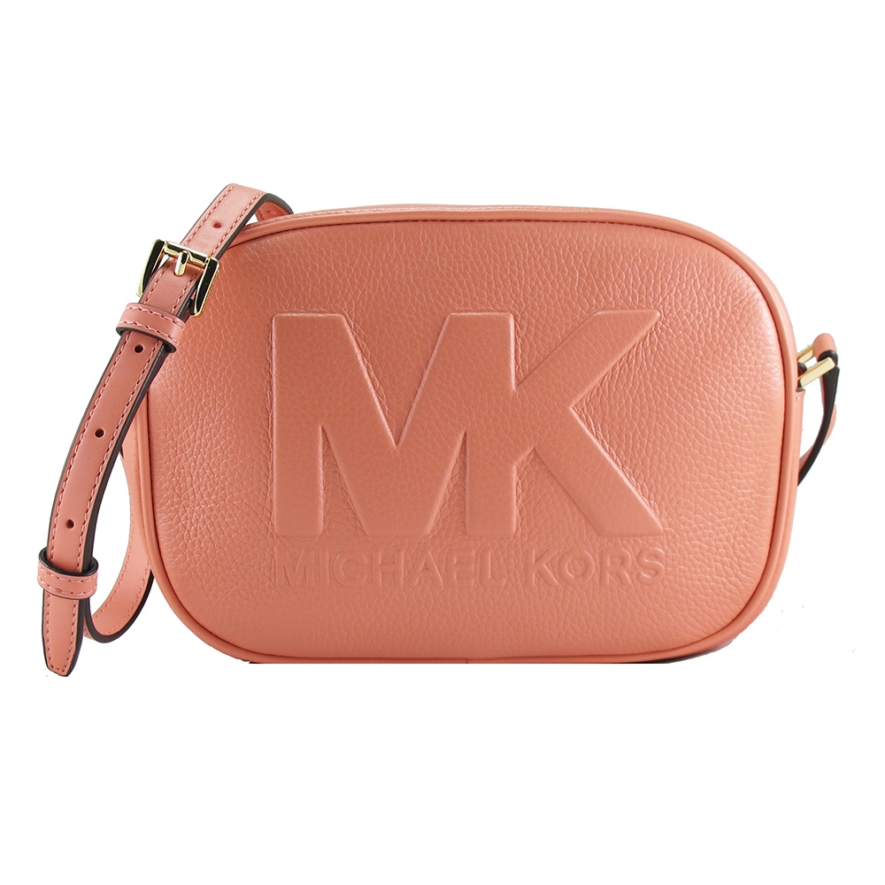 Michael Kors JET SET TRAVEL立體LOGO美型斜背包(橘粉)