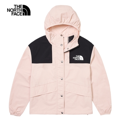 【The North Face 官方旗艦】北面女款粉色防潑水連帽防風外套｜5JXOLK6