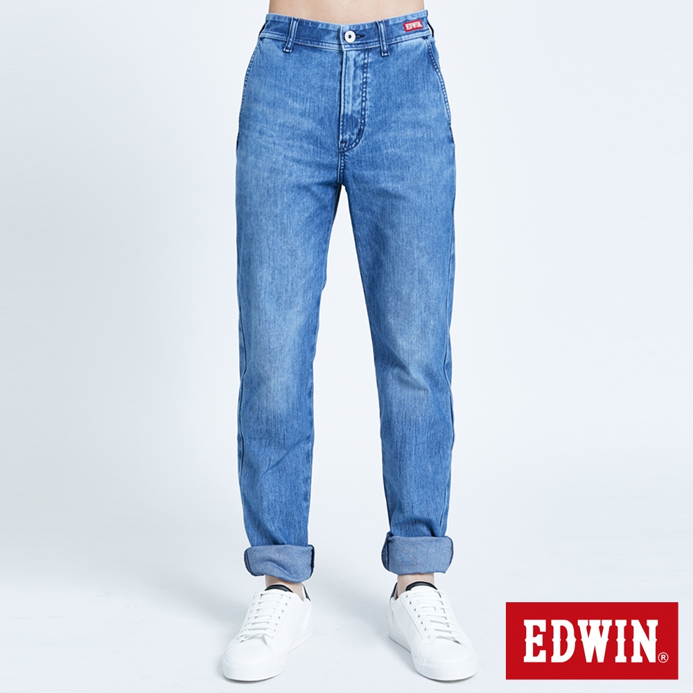 EDWIN JERSEYS 迦績EJ4超彈紅標寬直筒牛仔褲-男-拔淺藍