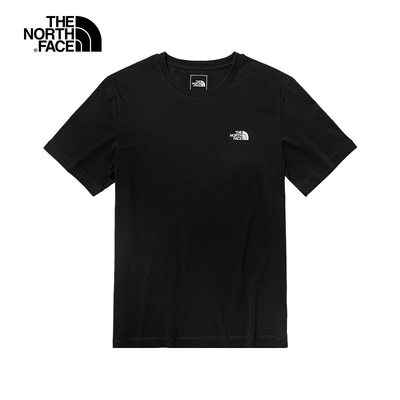 【The North Face 官方旗艦】北面男款黑色吸濕排汗胸前LOGO短袖T恤｜7WCJJK3