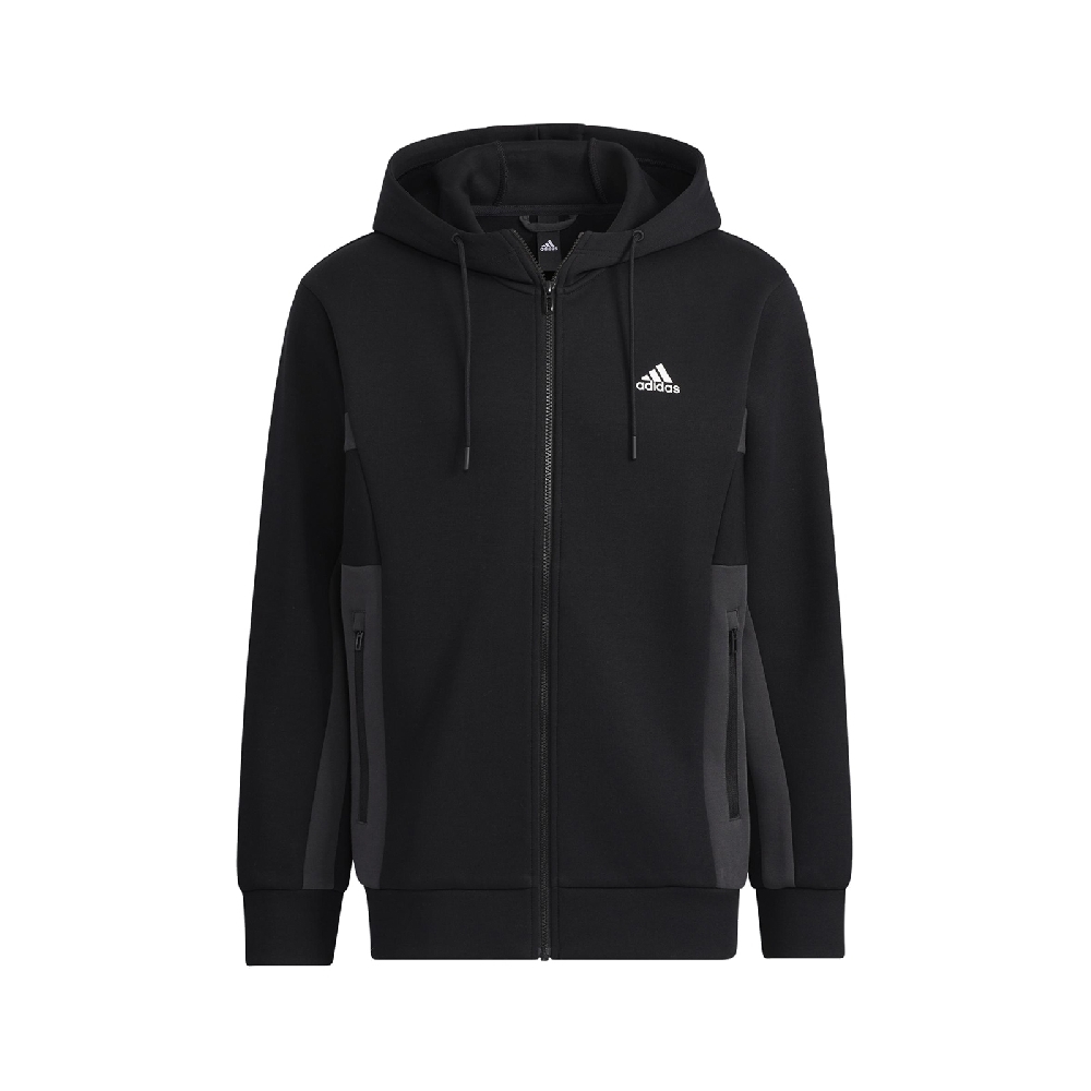 adidas 外套 Training Sports Jacket 男款 愛迪達 連帽 口袋 外出穿搭 黑 白 H39239