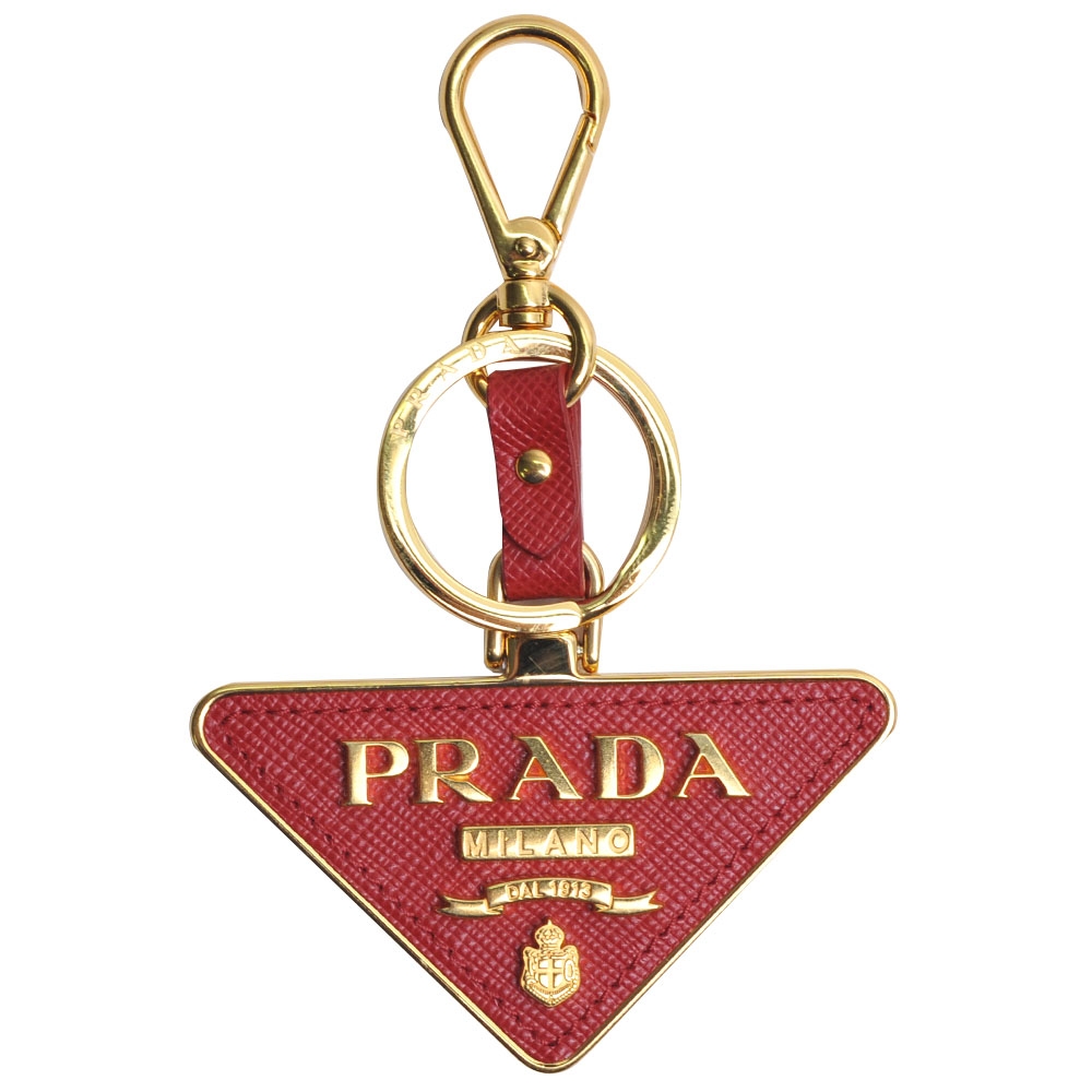 PRADA SAFFIANO TOYS系列三角立體LOGO鎖圈/掛飾(紅色/1TL380)