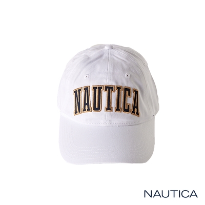 Nautica 立體品牌撞色休閒棒球帽-白