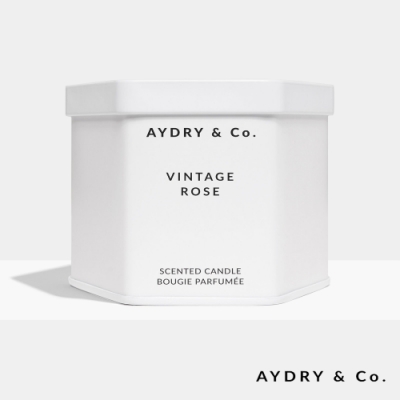 美國 AYDRY & CO. 復古玫瑰 天然手工香氛 極簡純白錫罐 212g