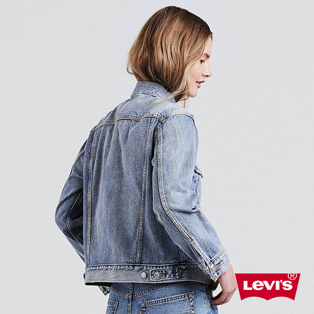 Levis 女款 牛仔外套 修身短版 不規則洗色