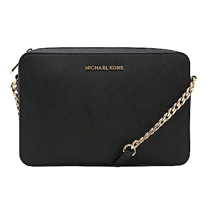 MICHAEL KORS JET SET金字防刮皮革斜背/肩背包 黑色