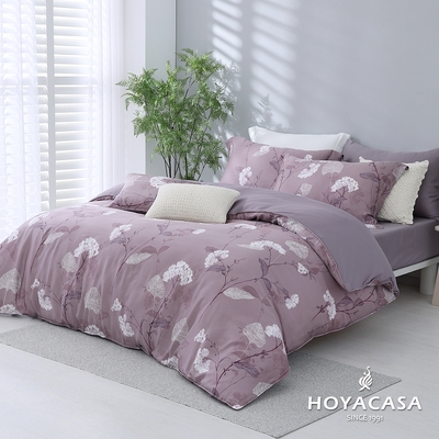 HOYACASA 雙人60支抗菌天絲兩用被套床包四件組-紫蘊