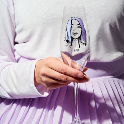 【KOSTA BODA】時尚都會女伶系列 香檳杯2入組-時尚紫(新品上市)