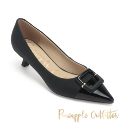Pineapple-Outfitter-GENE-真皮方釦尖頭中跟鞋-黑色