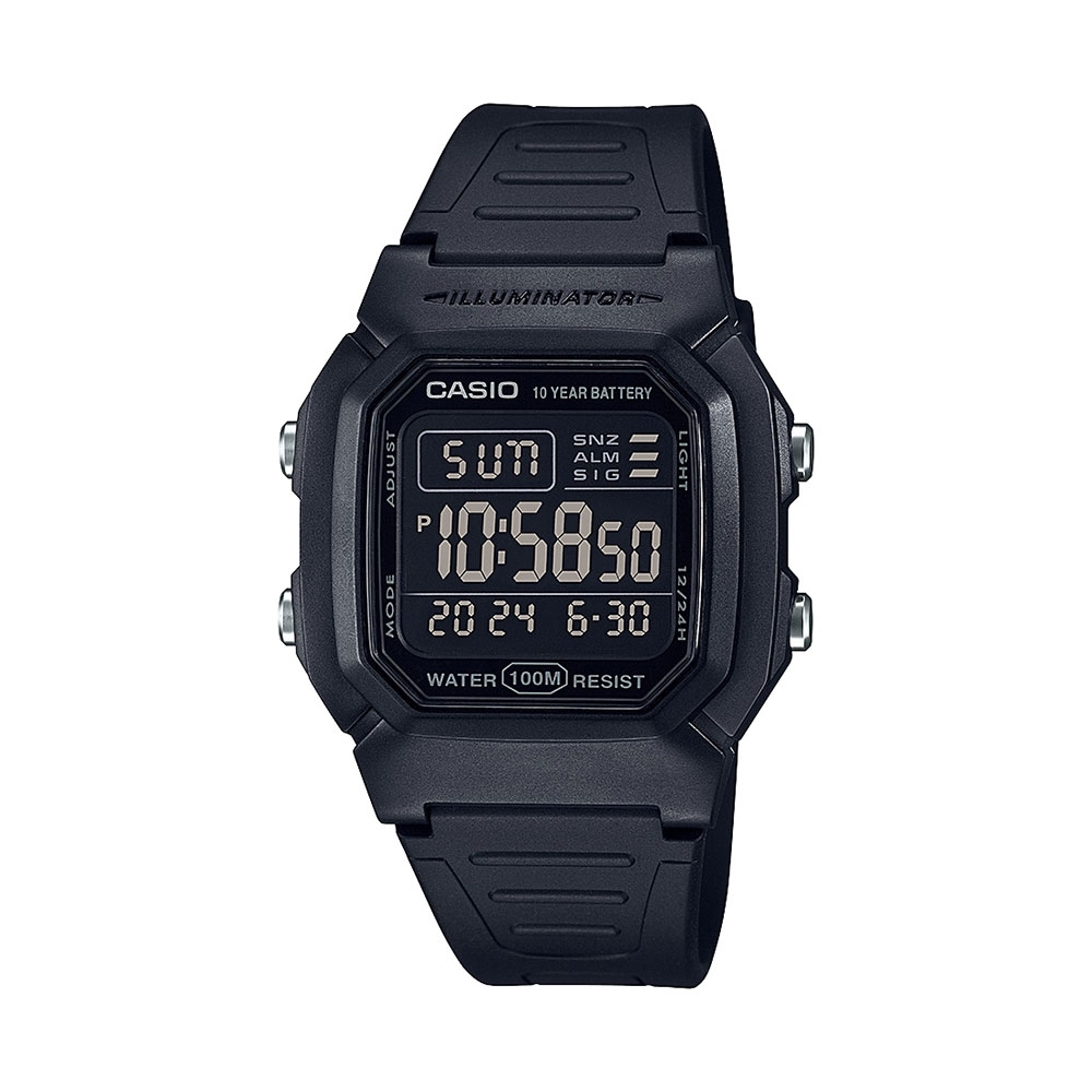 CASIO 卡西歐 實用滿分經典電子數字腕錶-黑X面(W-800H-1B)