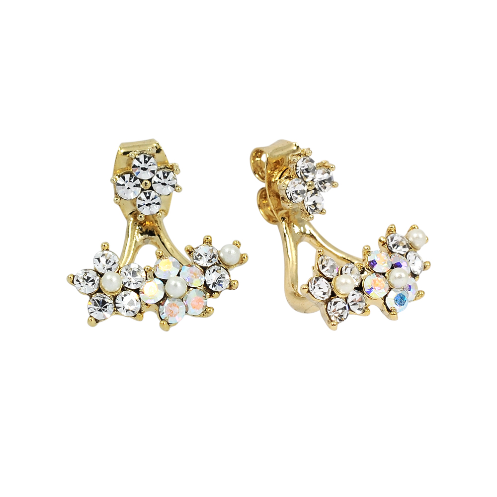 LOVERS TEMPO加拿大品牌 水晶花花造型 金色耳環