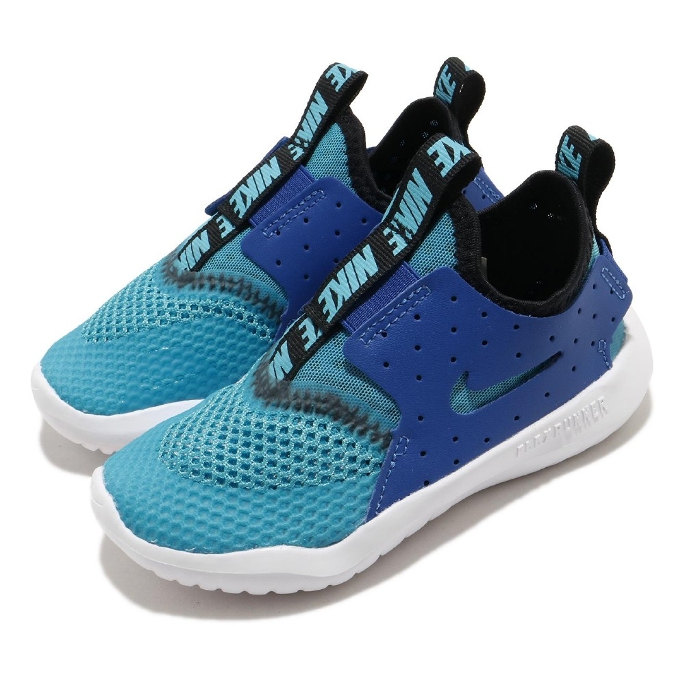 Nike 慢跑鞋 Flex Runner 運動 童鞋 襪套 輕量 透氣 舒適 小童 穿搭 藍 黑 CV9329400