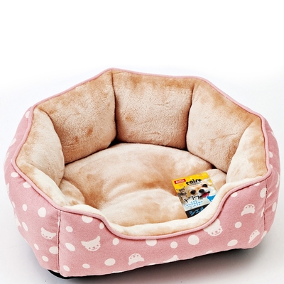 【MARUKAN】MK 法蘭絨睡床 貝殼型/橢圓形 粉色 (購買第二件都贈送寵物零食*1包)