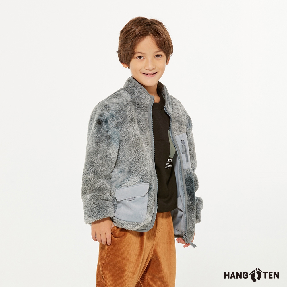 Hang Ten-童裝-恆溫多功能-雪爾帕保暖口袋立領外套-綠