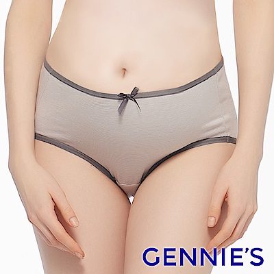 Gennies專櫃-莫代爾親膚透氣中腰內褲-條紋灰(GB74)