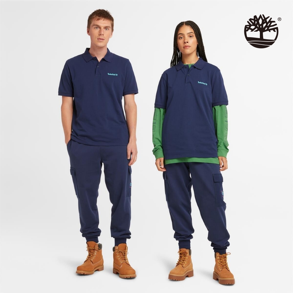 Timberland 中性海藍色 Logo Polo衫|A41C5EJ3