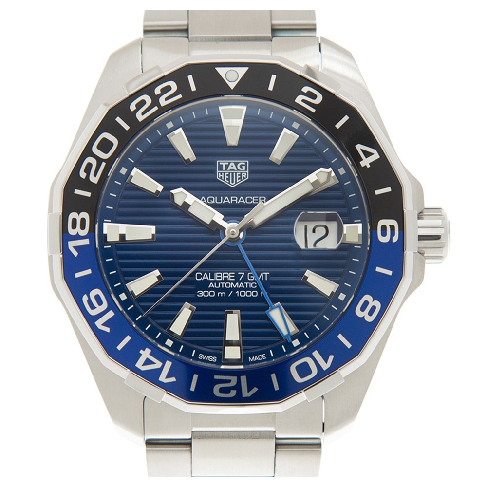 TAG HEUER 豪雅 AQUARACER (WAY201T.BA0927) GMT鏈帶款x黑藍x43mm