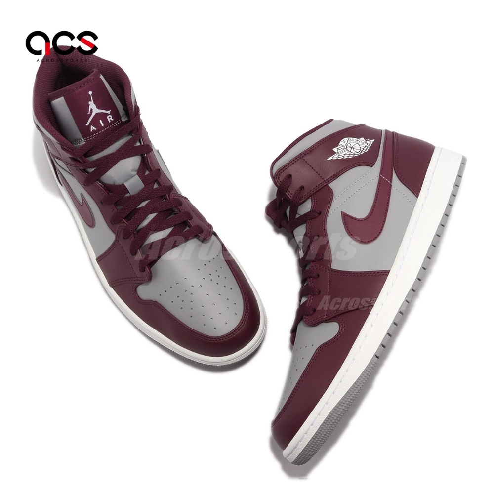 Nike Air Jordan 1 Mid 男鞋酒紅灰AJ1 喬丹Cherrywood Red DQ8426-615