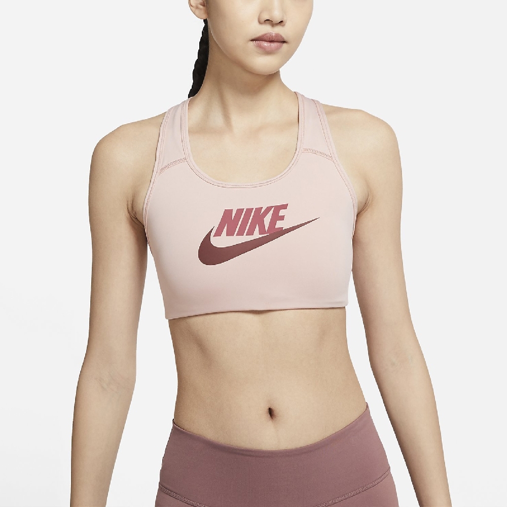 Nike 運動內衣 Dri-FIT Swoosh Bra 女款 中度支撐 吸濕排汗 工字 挖背 健身 重訓 粉紅 DM0580-601