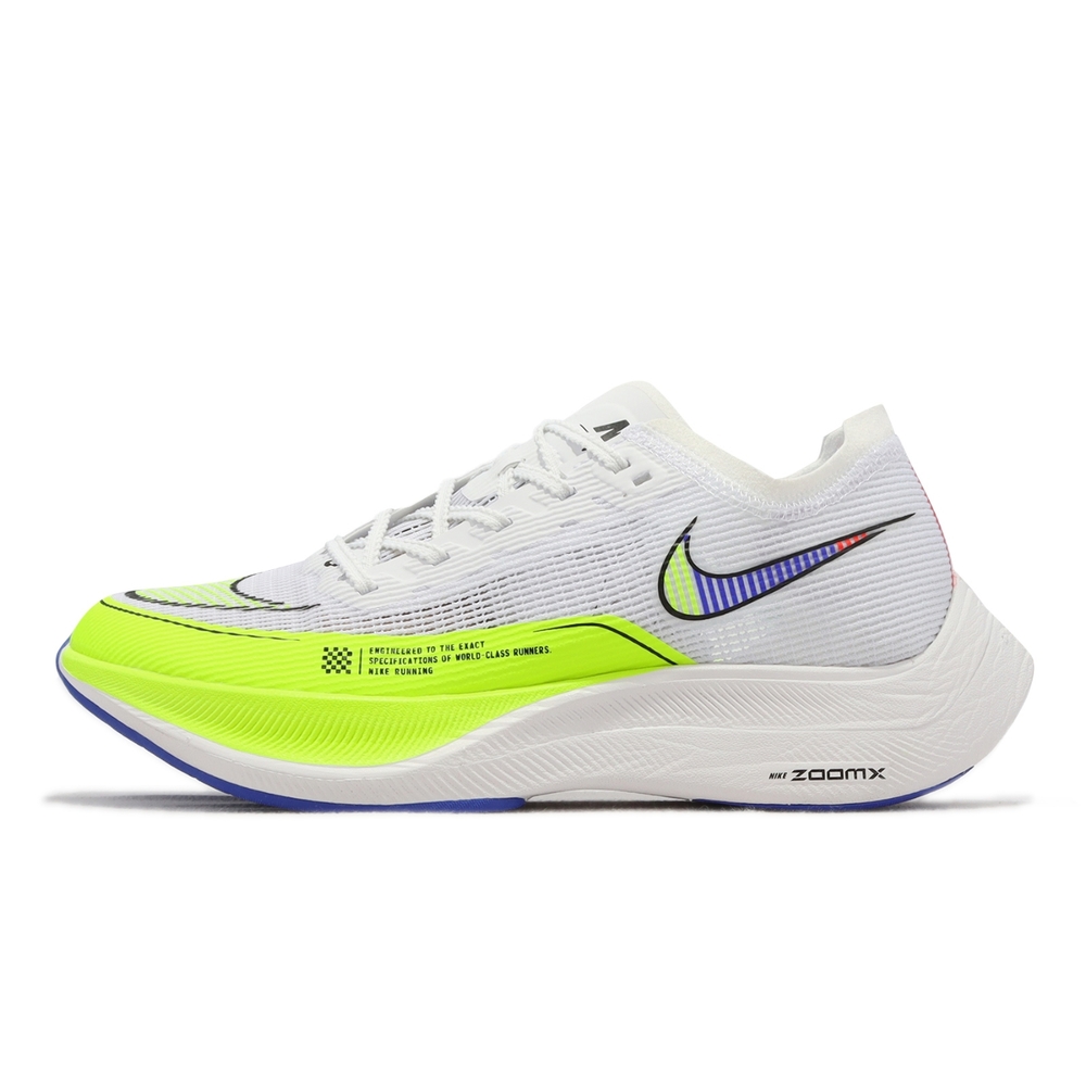 Nike 競速跑鞋Wmns ZoomX Vaporfly Next 2 女鞋白螢光黃藍碳板路跑