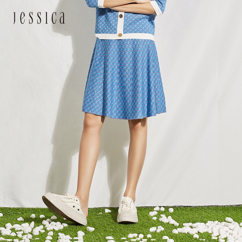 JESSICA - 時尚百搭千鳥紋寬擺針織裙2221D5