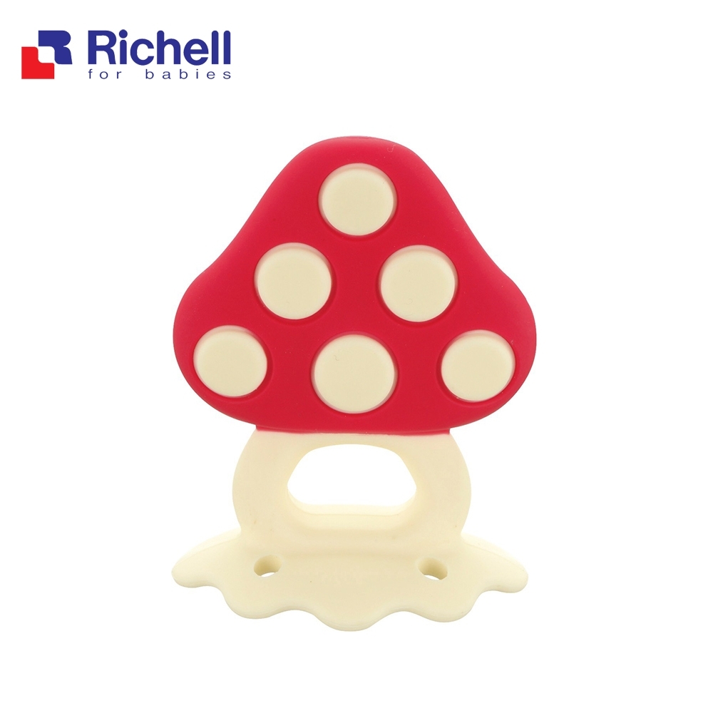 Richell 利其爾 寶寶咬咬系列固齒器 - 蘑菇 (附盒)