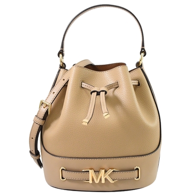 MICHAEL KORS Reed 經典荔枝皮革手提/斜背兩用水桶包(駝色)