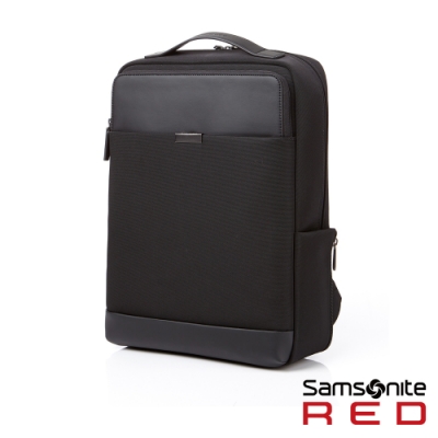 Samsonite RED TILLOU 時尚皮革拼接筆電後背包15.6(黑)