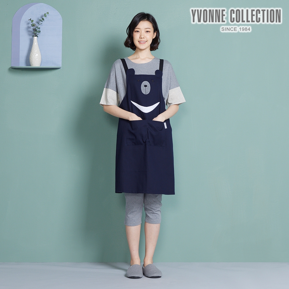 YVONNE COLLECTION 黑熊料理圍裙- 丈青藍