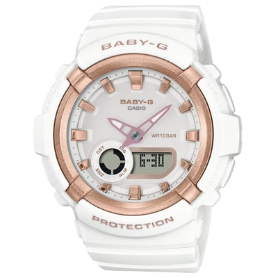 CASIO 卡西歐 BABY-G 多層次霧面雙顯腕錶_白_BGA-280BA-7A_43.4mm