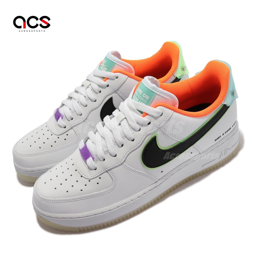 Nike 休閒鞋 Air Force 1 07 LE 男鞋 經典款 電競主題 夜光鞋底 可搭配膠片 白 彩 DO2333-101