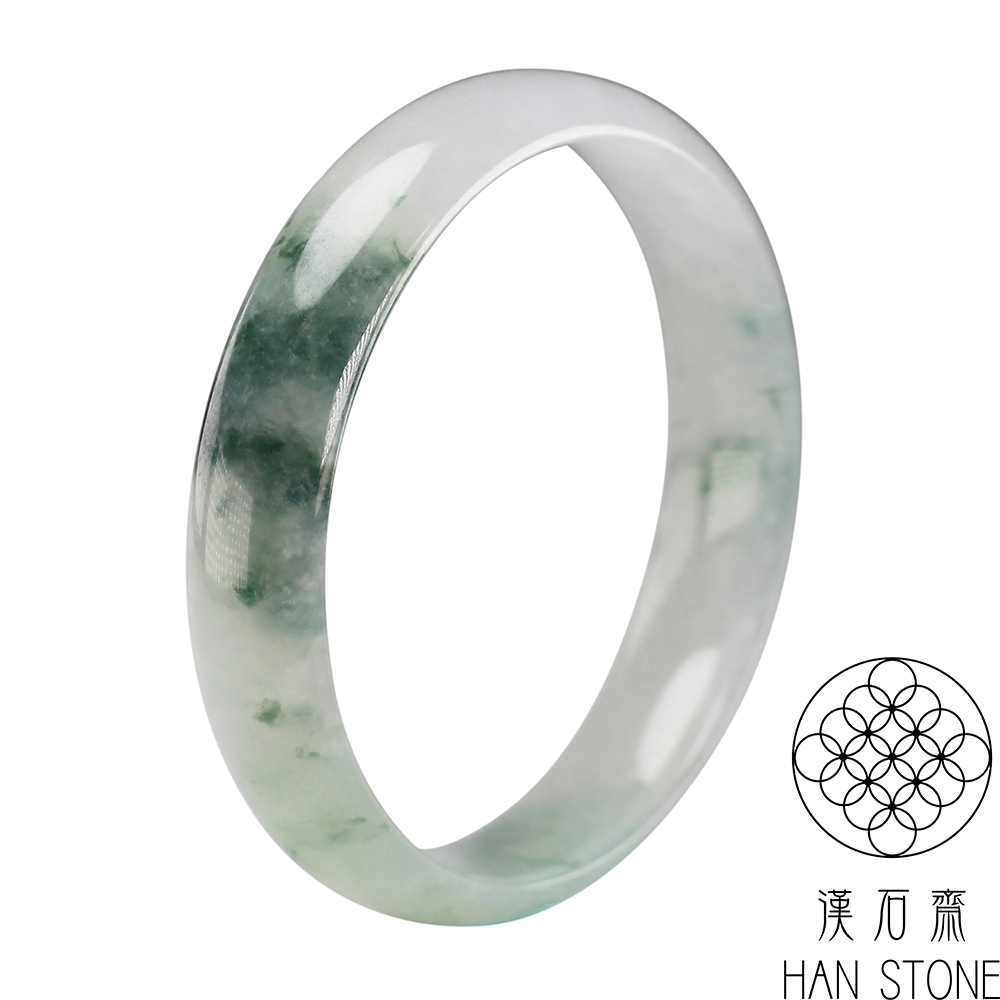 【漢石齋】天然A貨 冰種飄花 翡翠手鐲玉鐲(手圍19.5/版寬14mm)