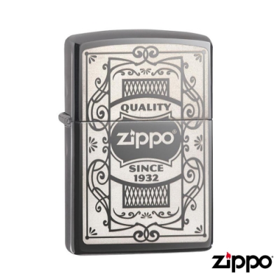 美系Zippo 品質雕花-黑冰鍍鉻防風打火機#29425