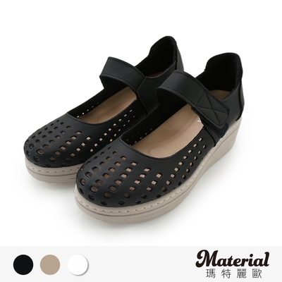 Material瑪特麗歐 MIT 休閒鞋 厚底黏帶簍空休閒鞋 MA女鞋 T99702