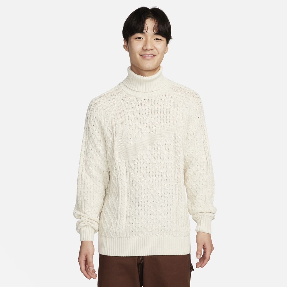 NIKE AS M NL CABLE KNIT TURTLENECK 男長袖上衣-米白-FB7771072