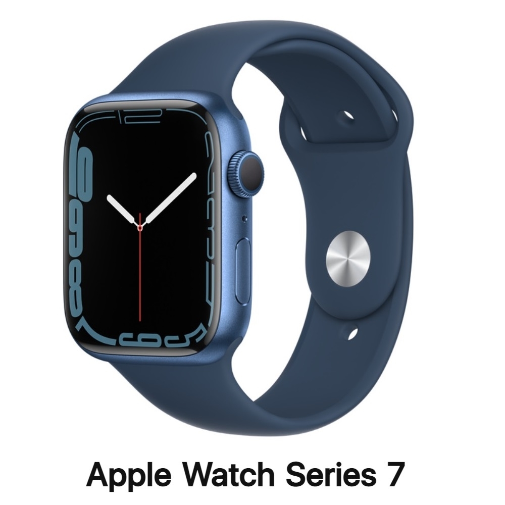 Apple Watch 7 GPS 45mm 藍色金屬錶環/藍色運動錶帶MKN83TA/A | S7系列