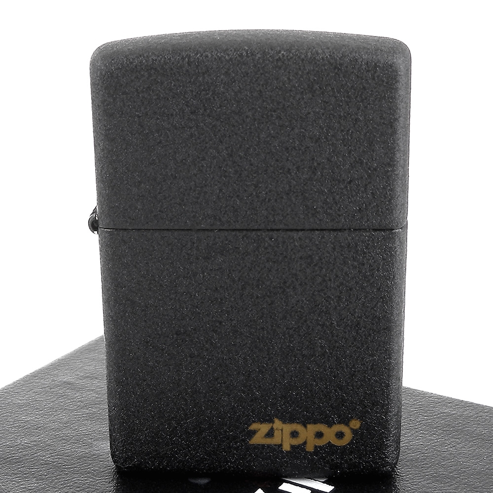 ZIPPO 美系~Black Crackle黑裂紋LOGO字樣打火機