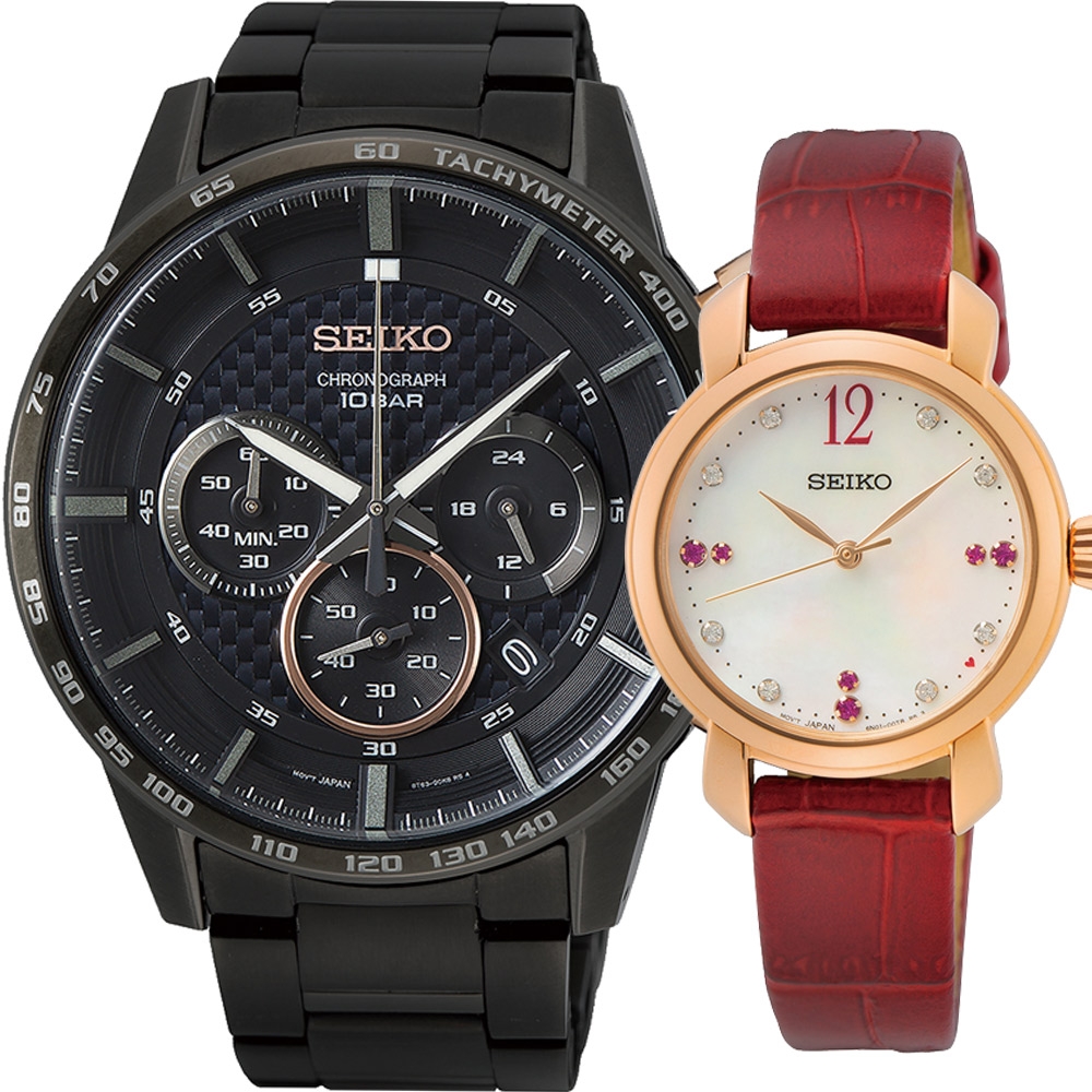 SEIKO  精工錶 愛相遇時尚對錶  8T63-00L0SD+6N01-00F0R